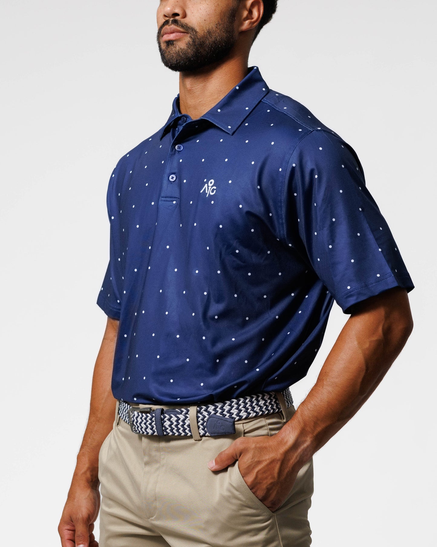 Classic Polo Navy Blue & White Dots