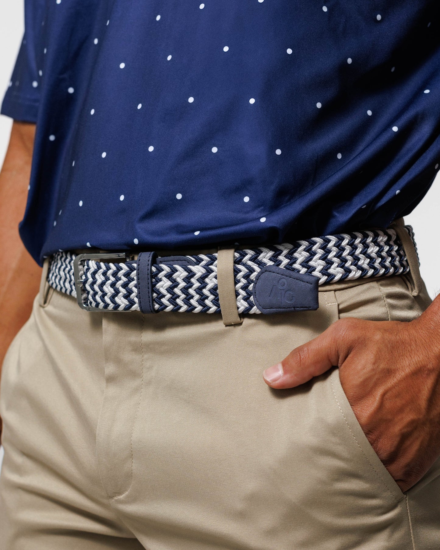 Navy/White Woven Belt