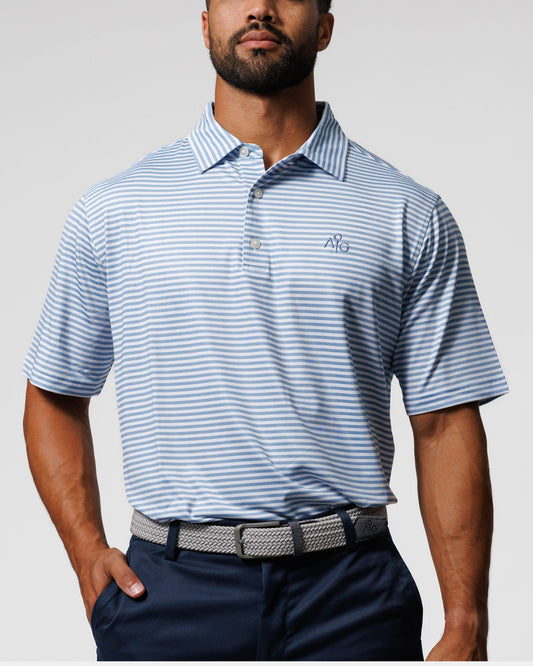 Classic Polo Sky Blue & White Stripe