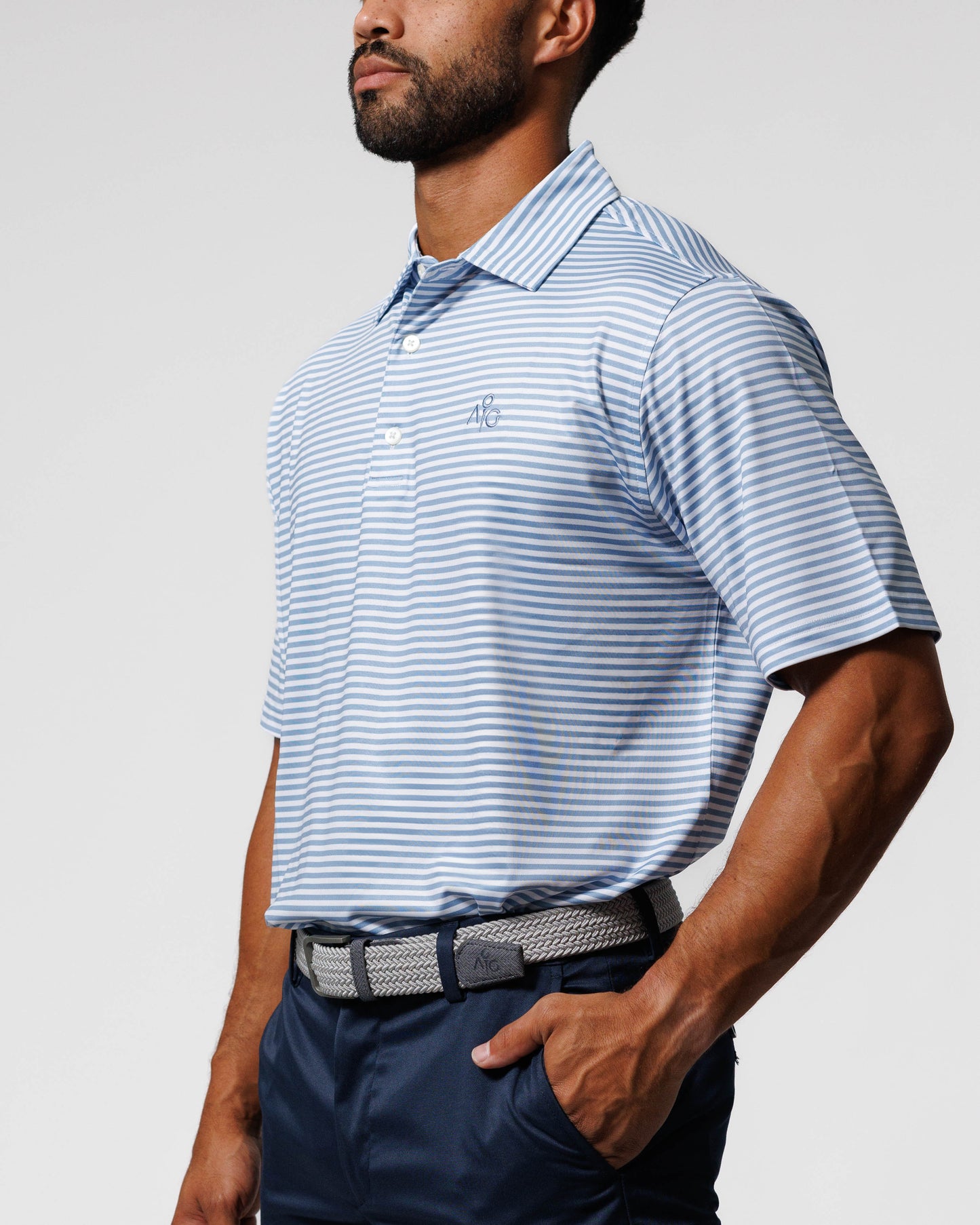 Classic Polo Sky Blue & White Stripe