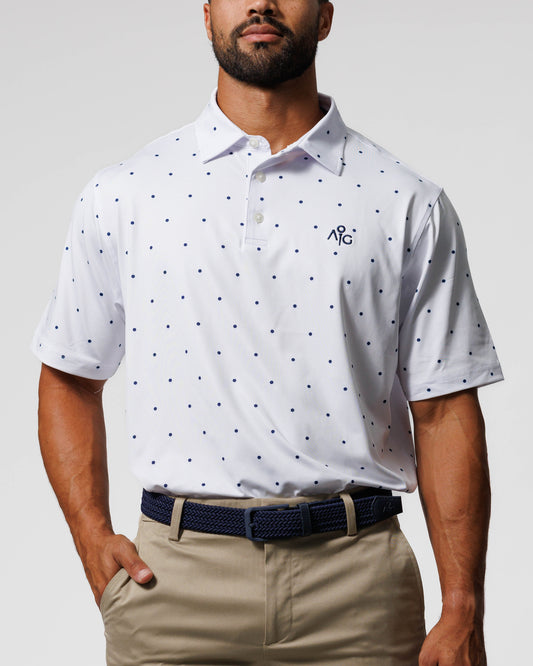 Classic Polo White & Navy Blue Dots