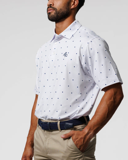 Classic Polo White & Navy Blue Dots