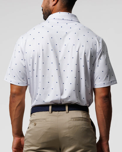 Classic Polo White & Navy Blue Dots